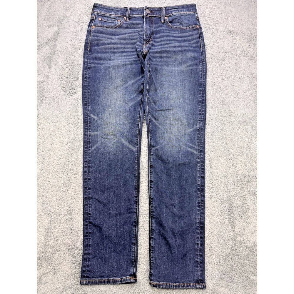 American‎ Eagle AirFlex+ Jeans Mens 36x32 Athletic Straight Stretch Distressed